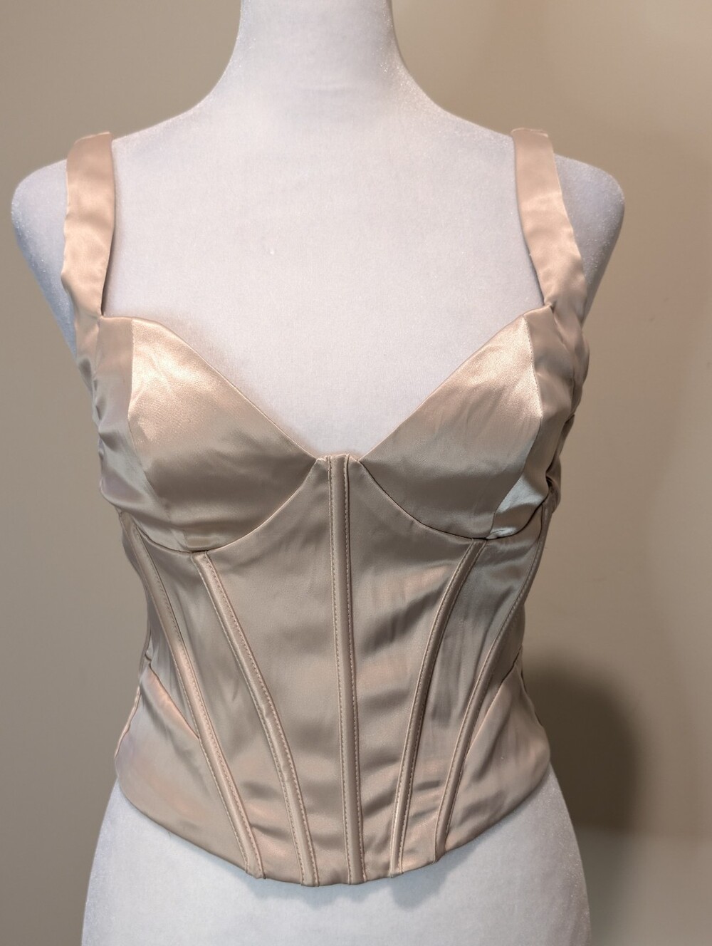Forever 21 Satin Underwire Bustier Top- Champagne